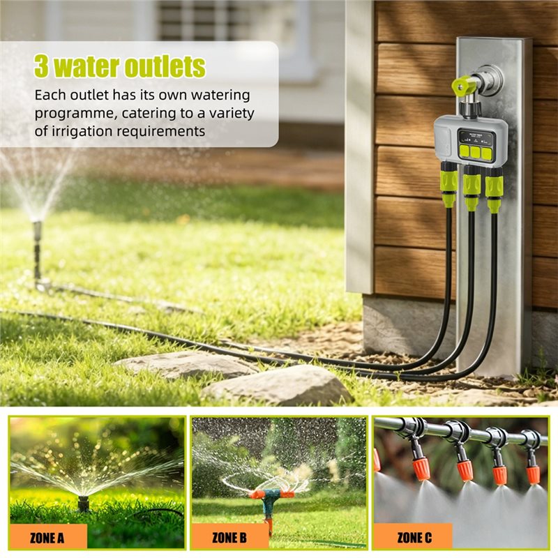 Smart Garden Zone - LLCS-3 โซนสมาร์ทวอเตอร์ไทม์เมอร์ ไวไฟ ตัวควบคุมการรดน้ำสวน ระบบพ่นหมอกและรดน้ำ แอพควบคุมระยะไกล