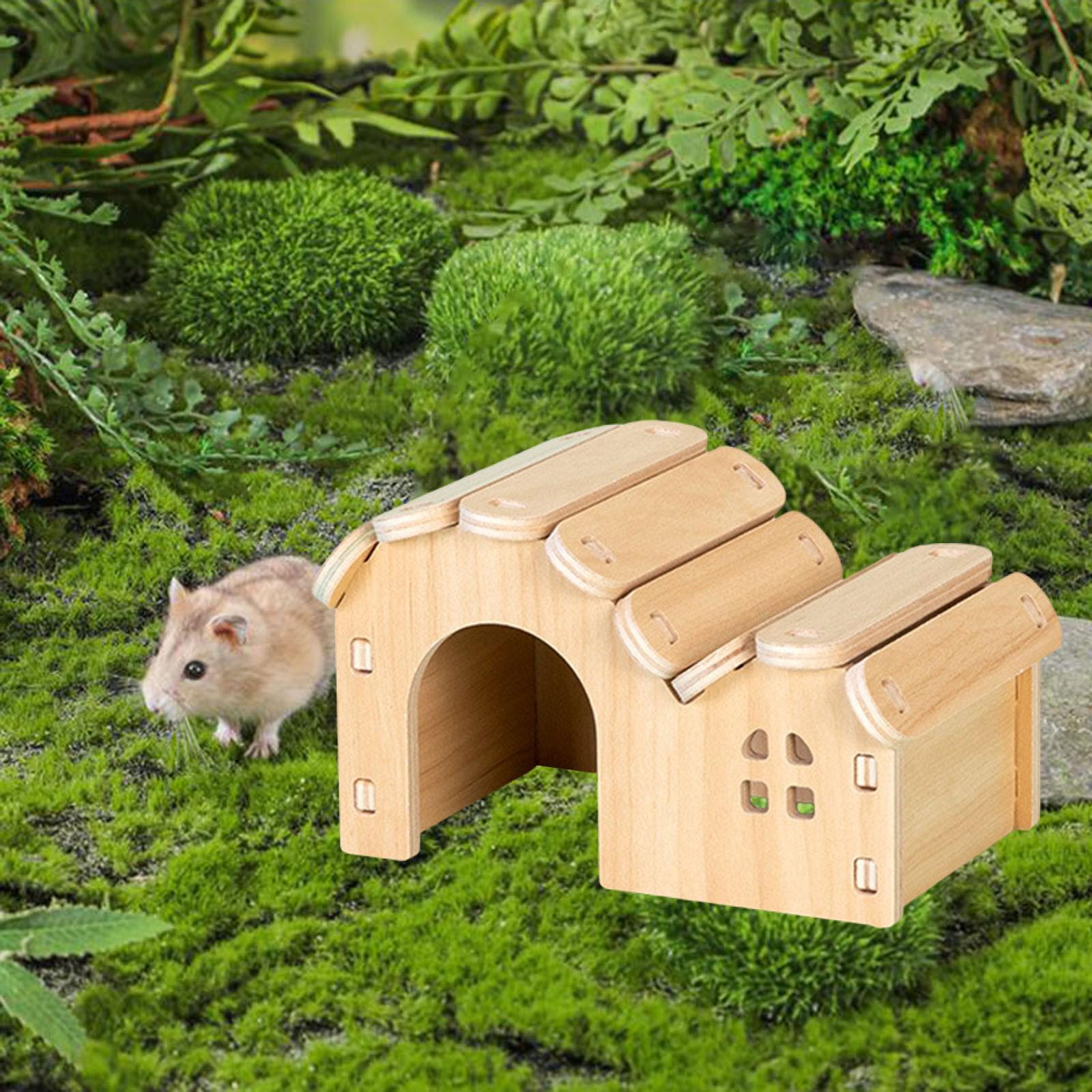 Insect Hotel Wood - ตู้สัตว์ซ่อนบ้านไม้หนูแฮมสเตอร์สําหรับหนูเจอร์บิลเมาส์หนูขนาดเล็ก