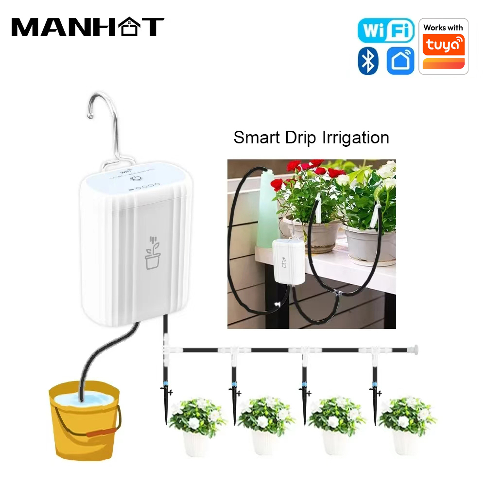 Smart Garden Home Assistant - MANHOT WiFi ปั๊มน้ำอัจฉริยะแบตเตอรี่แบบชาร์จไฟได้ระบบฉีดน้ำอัตโนมัติอัจฉริยะระบบน้ำหยดดอกไม้เครื่องมือทำสวนในบ้าน
