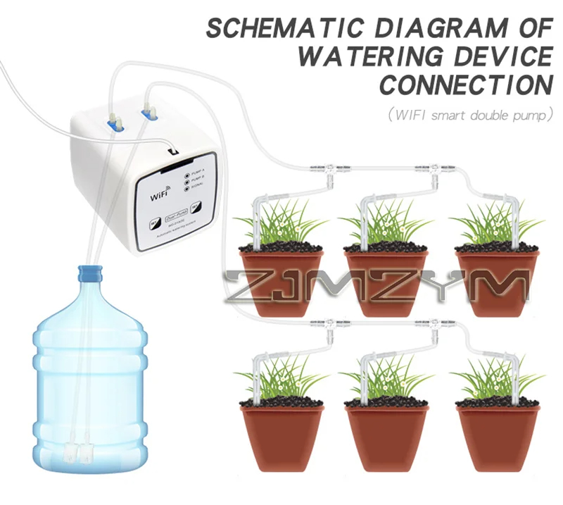 Smart Garden Irrigation System - ชุดระบบน้ำหยดอัตโนมัติ, อุปกรณ์รดน้ำสวนแบบปั๊มคู่, ควบคุมผ่านแอพมือถือ, ปั๊มคู่อัจฉริยะแบบ WIFI