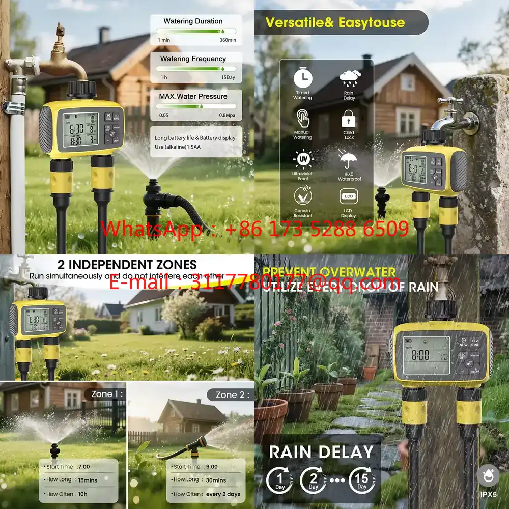 Smart Garden Irrigation System - WAP01 ตัวตั้งเวลาควบคุมการรดน้ำสวนแบบหน้าจอขนาดใหญ่ 2 ช่อง 2 โซน