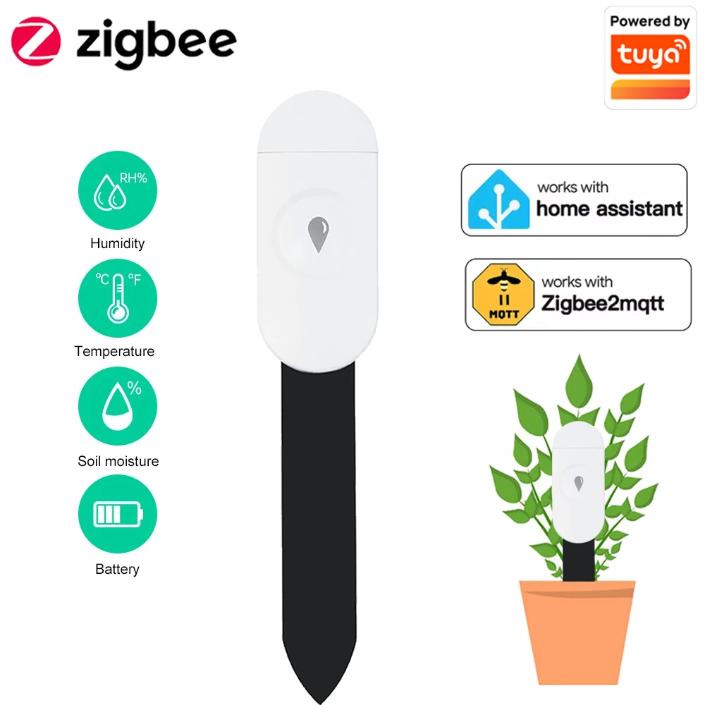 Smart Garden Zigbee - Tuya Zigbee อุณหภูมิความชื้นเครื่องตรวจจับความชื้นสมาร์ทเครื่องทดสอบดิน Moisture Sensor โทรศัพท์