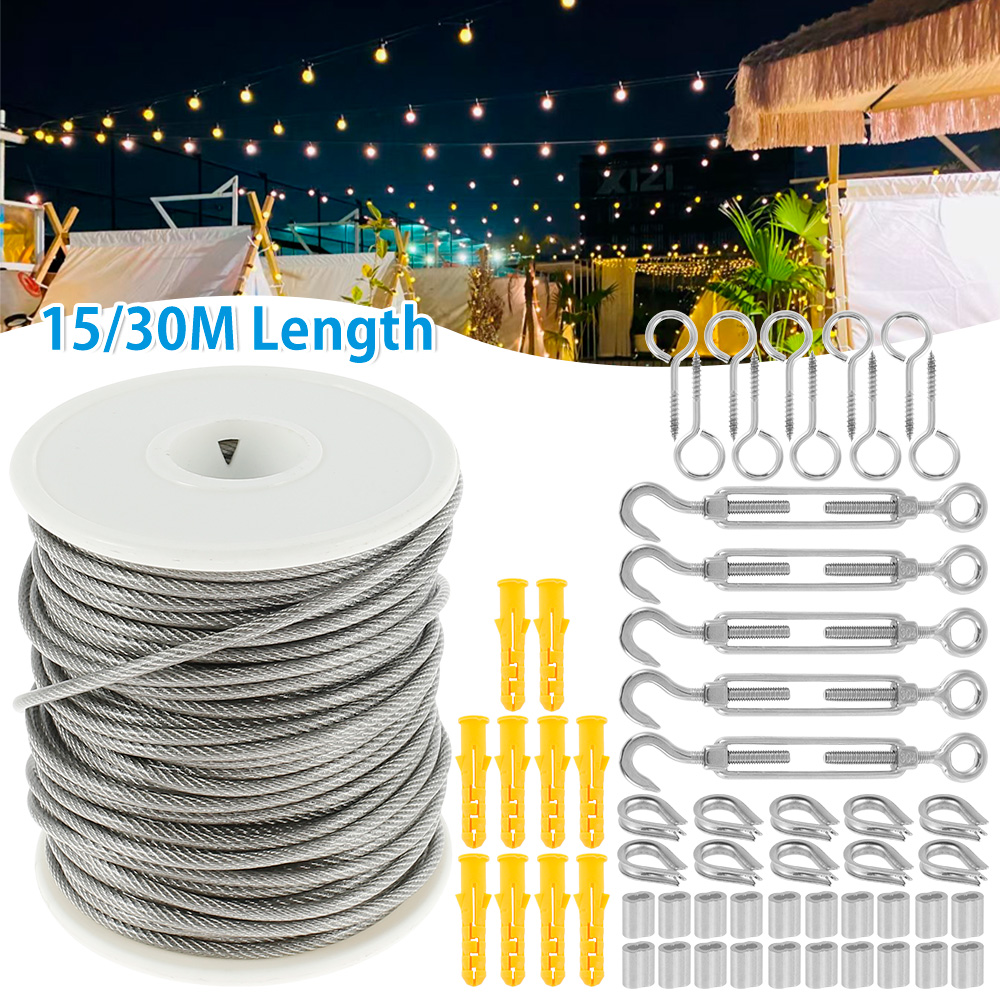 Smart Garden Fence - 15 M/30 M สายเชือกสแตนเลสสตีล Heavy Duty
