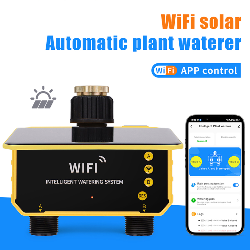 Smart Garden Irrigation System - ตัวตั้งเวลาควบคุมการรดน้ำอัตโนมัติแบบโซลาร์เซลล์ WiFi 1/2 ช่อง พร้อมระบบควบคุมผ่านแอปสมาร์ทโฟน สำหรับระบบรดน้ำกลางแจ้ง