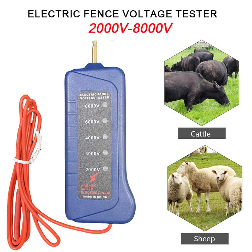 Smart Garden Fence - 2000 V-8000 V รั้วไฟฟ้าเครื่องทดสอบบ้านสวนม้าปศุสัตว์รั้วไฟฟ้าโวลต์มิเตอร์สําหรับสัตว์ที่มีไฟ LED แรงดันไฟฟ้า